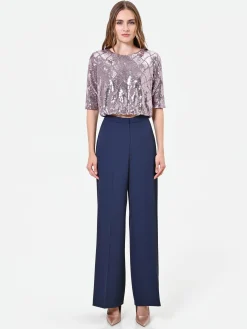 BLUSA ROSA ANTICO IN PAILLETTES CON DISEGNO A ROMBI