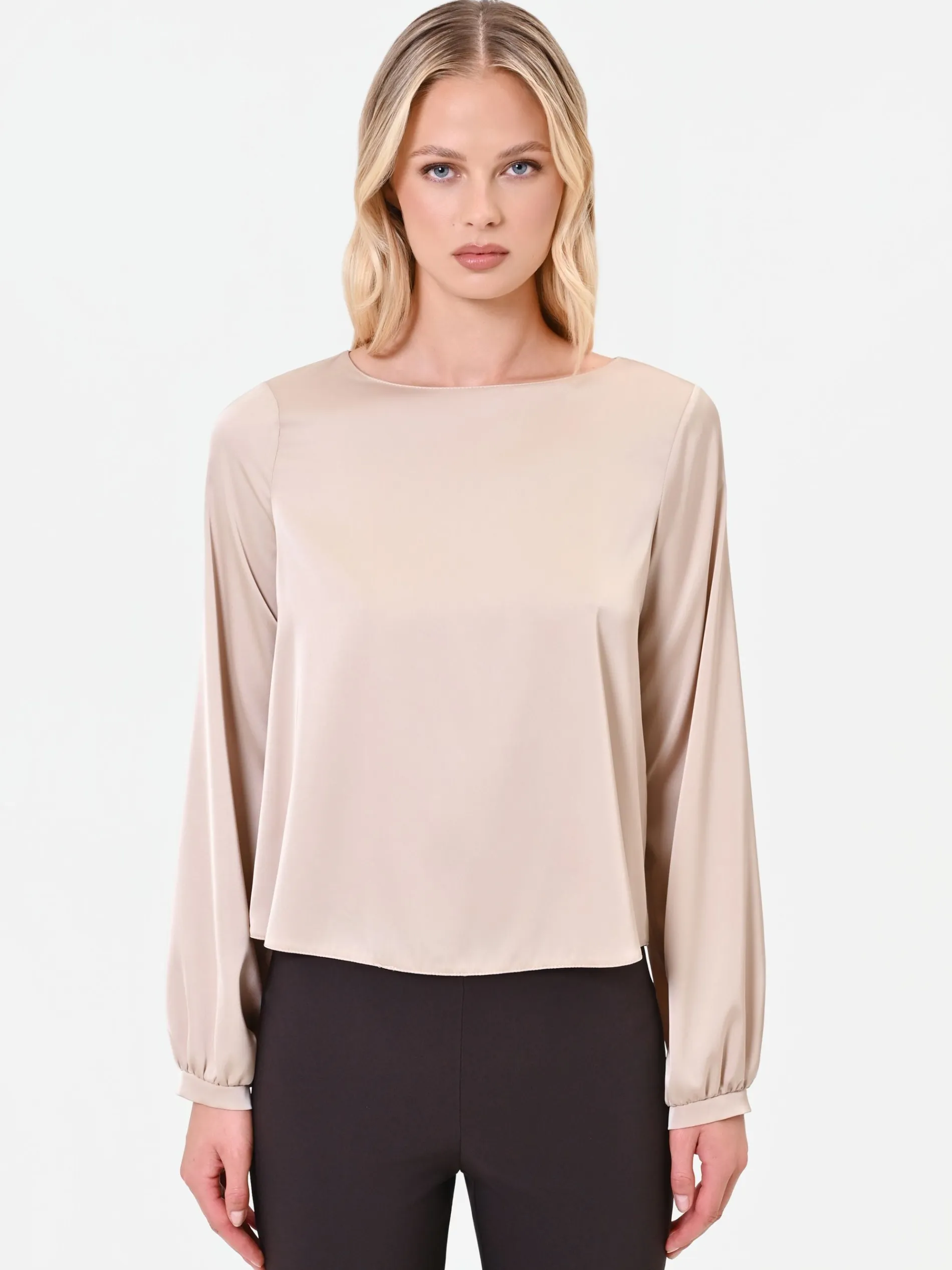 BLUSA TORTORA BEIGE CON MANICHE VOLUMINOSE