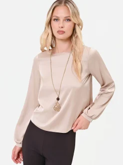 BLUSA TORTORA BEIGE CON MANICHE VOLUMINOSE