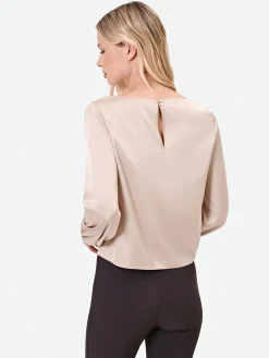 BLUSA TORTORA BEIGE CON MANICHE VOLUMINOSE