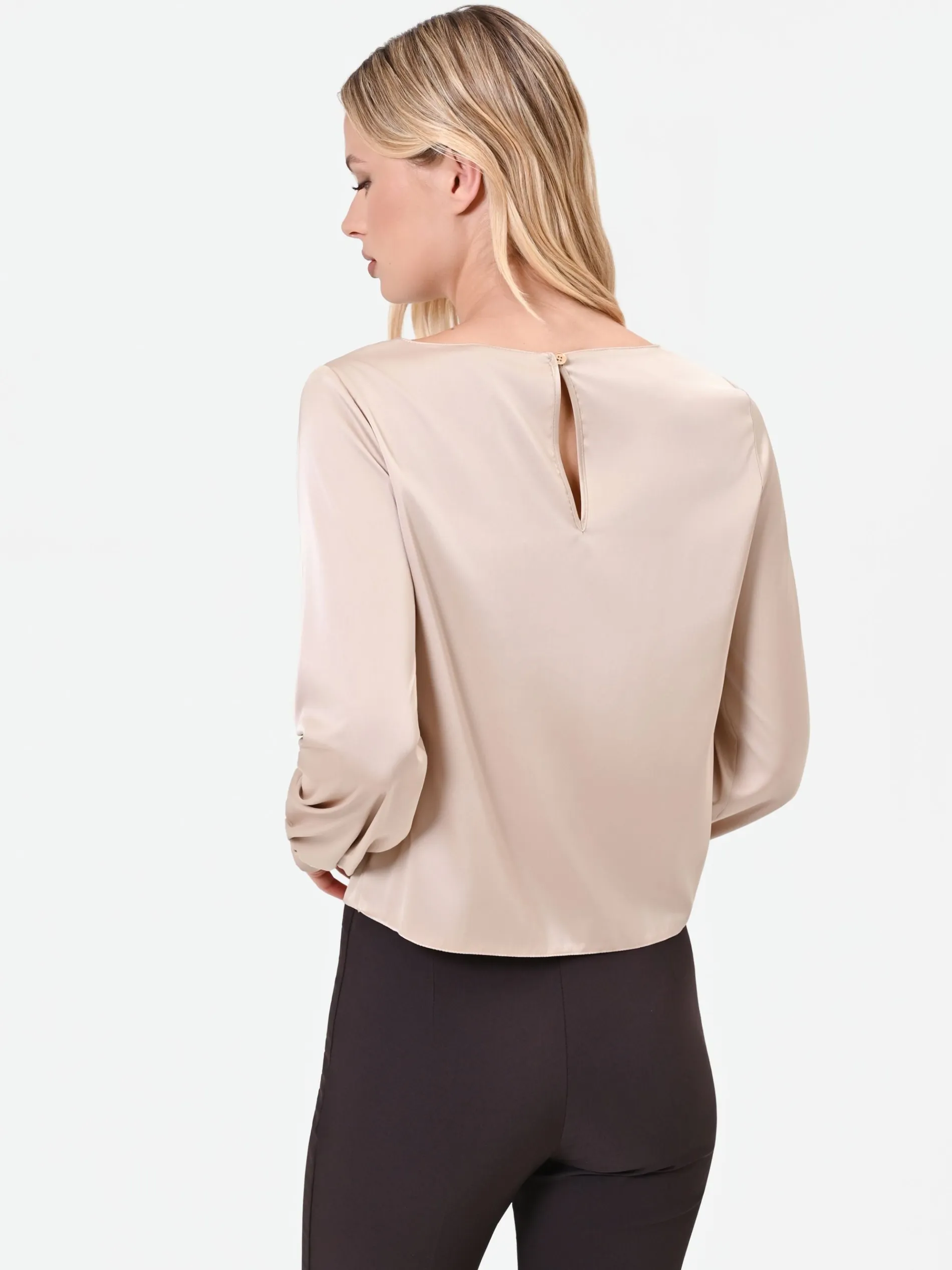 BLUSA TORTORA BEIGE CON MANICHE VOLUMINOSE