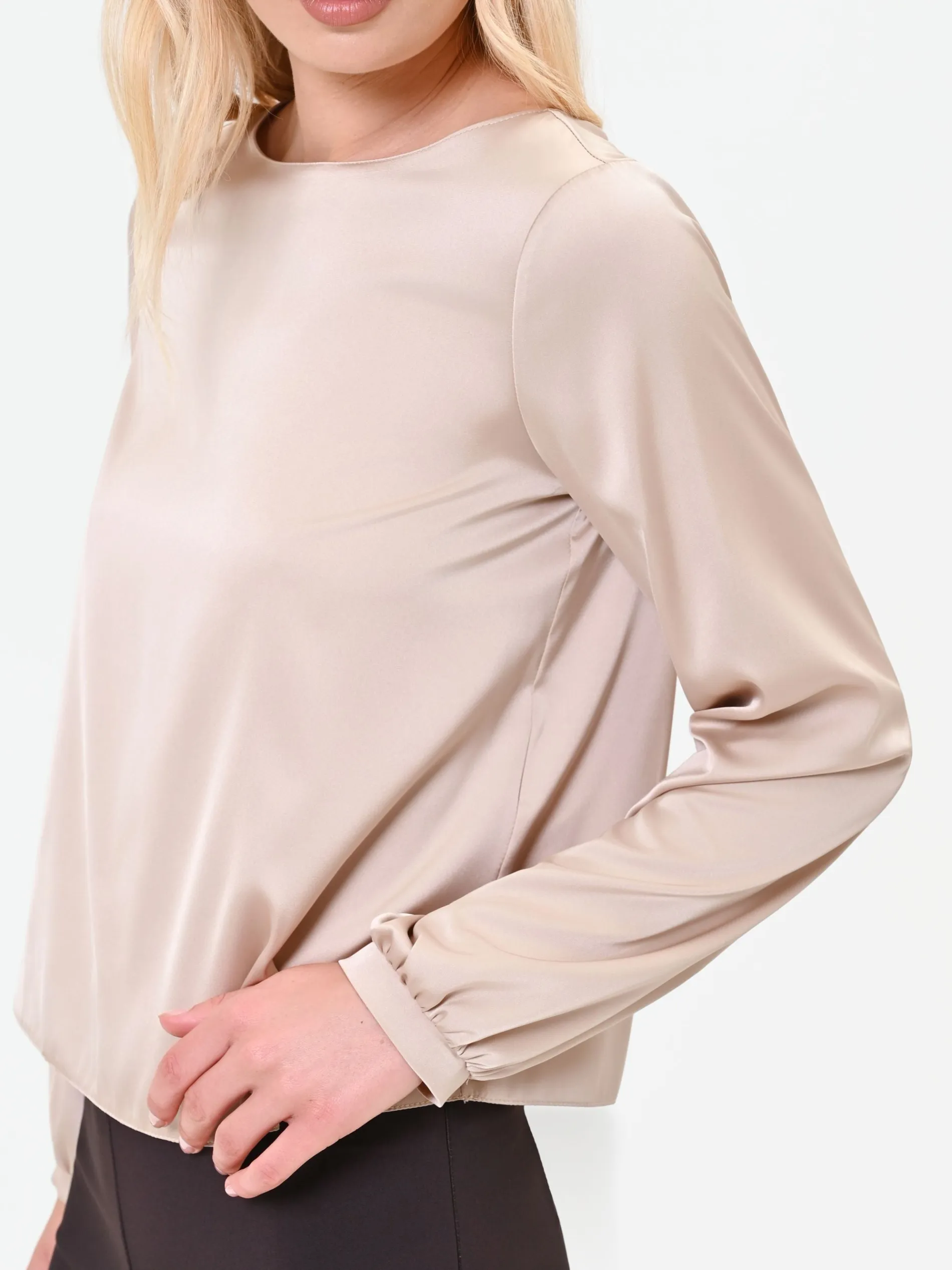 BLUSA TORTORA BEIGE CON MANICHE VOLUMINOSE
