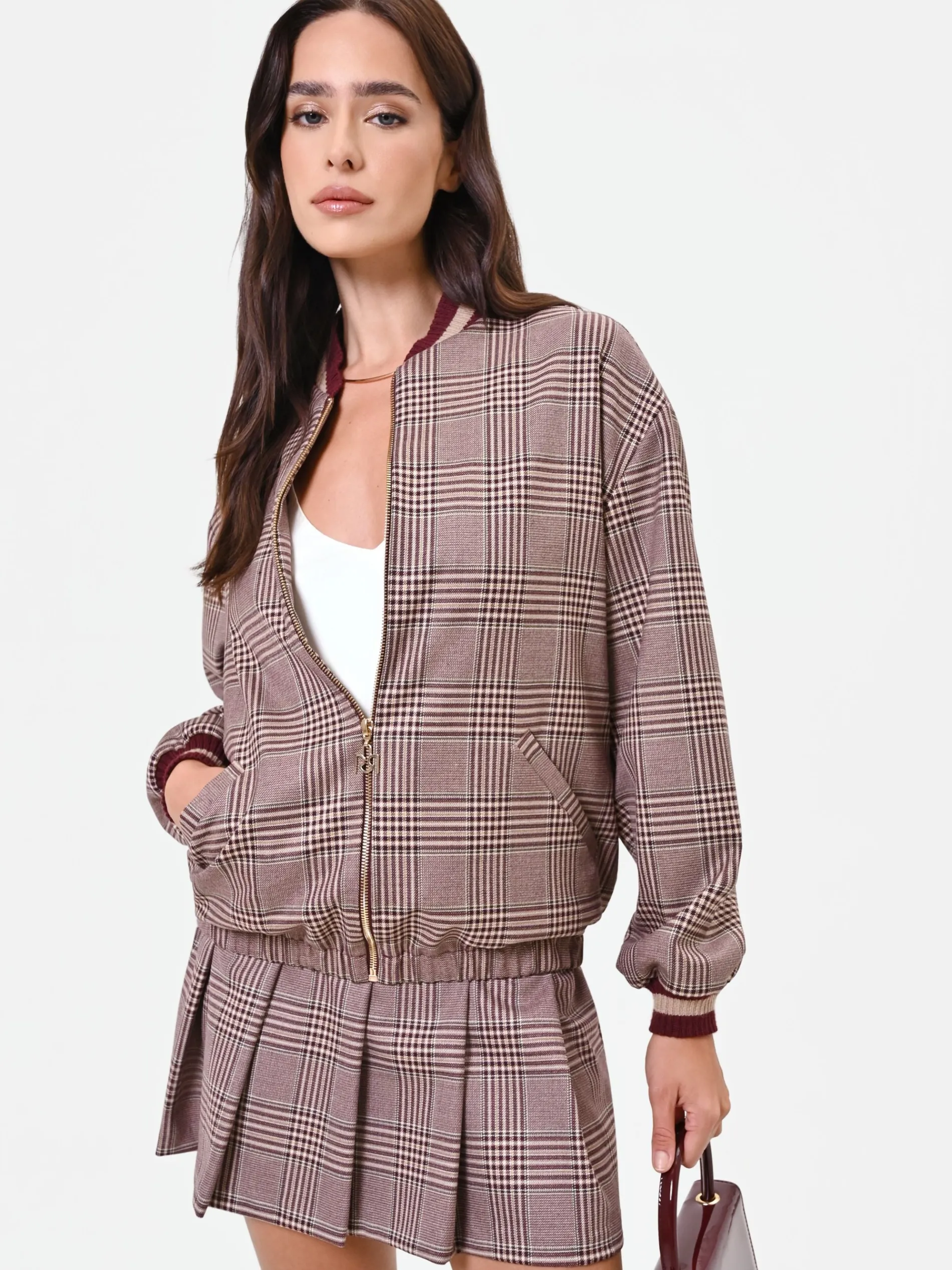 BOMBER FANTASIA CHECK ROSSO BORDEAUX