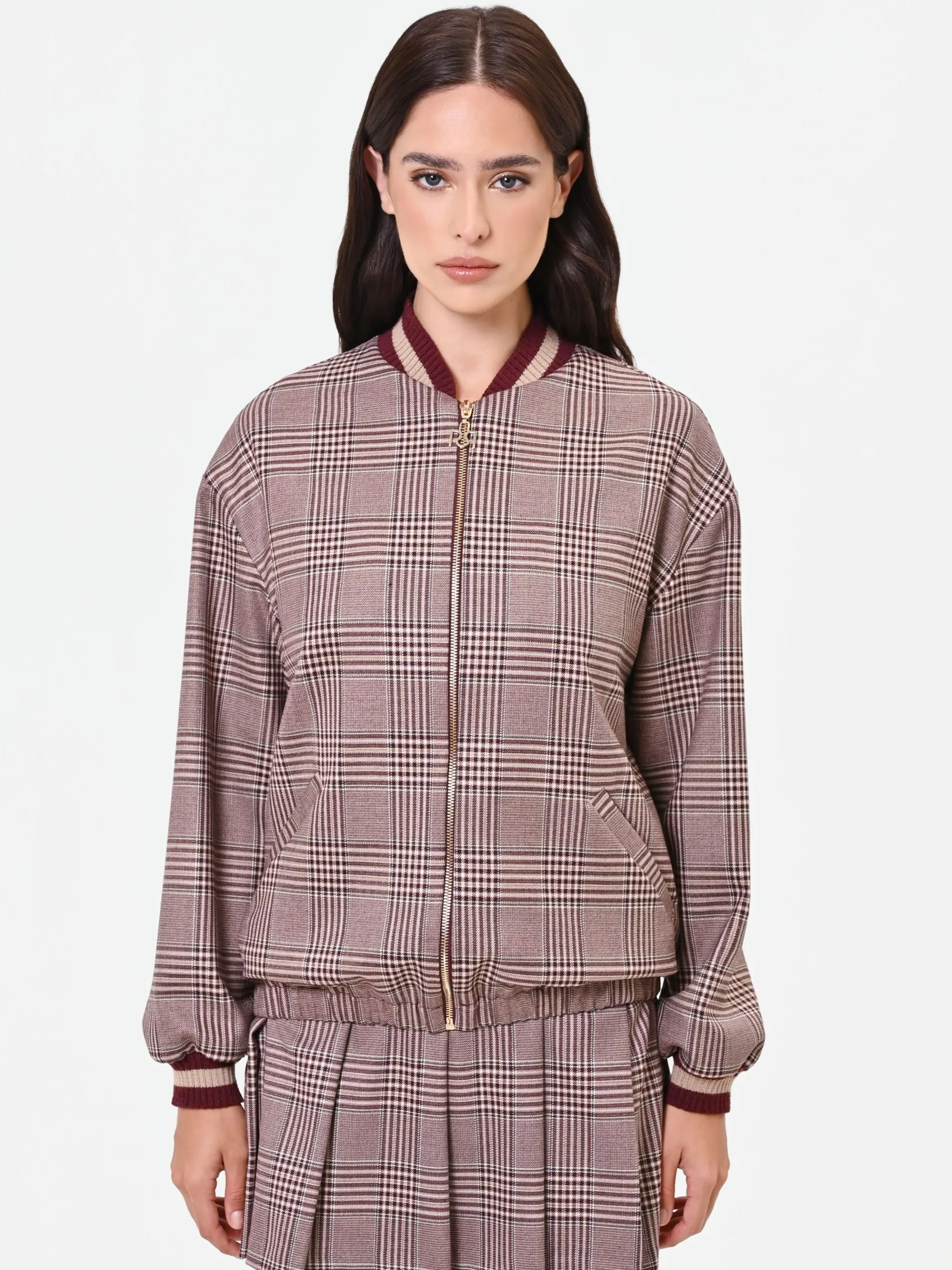 BOMBER FANTASIA CHECK ROSSO BORDEAUX
