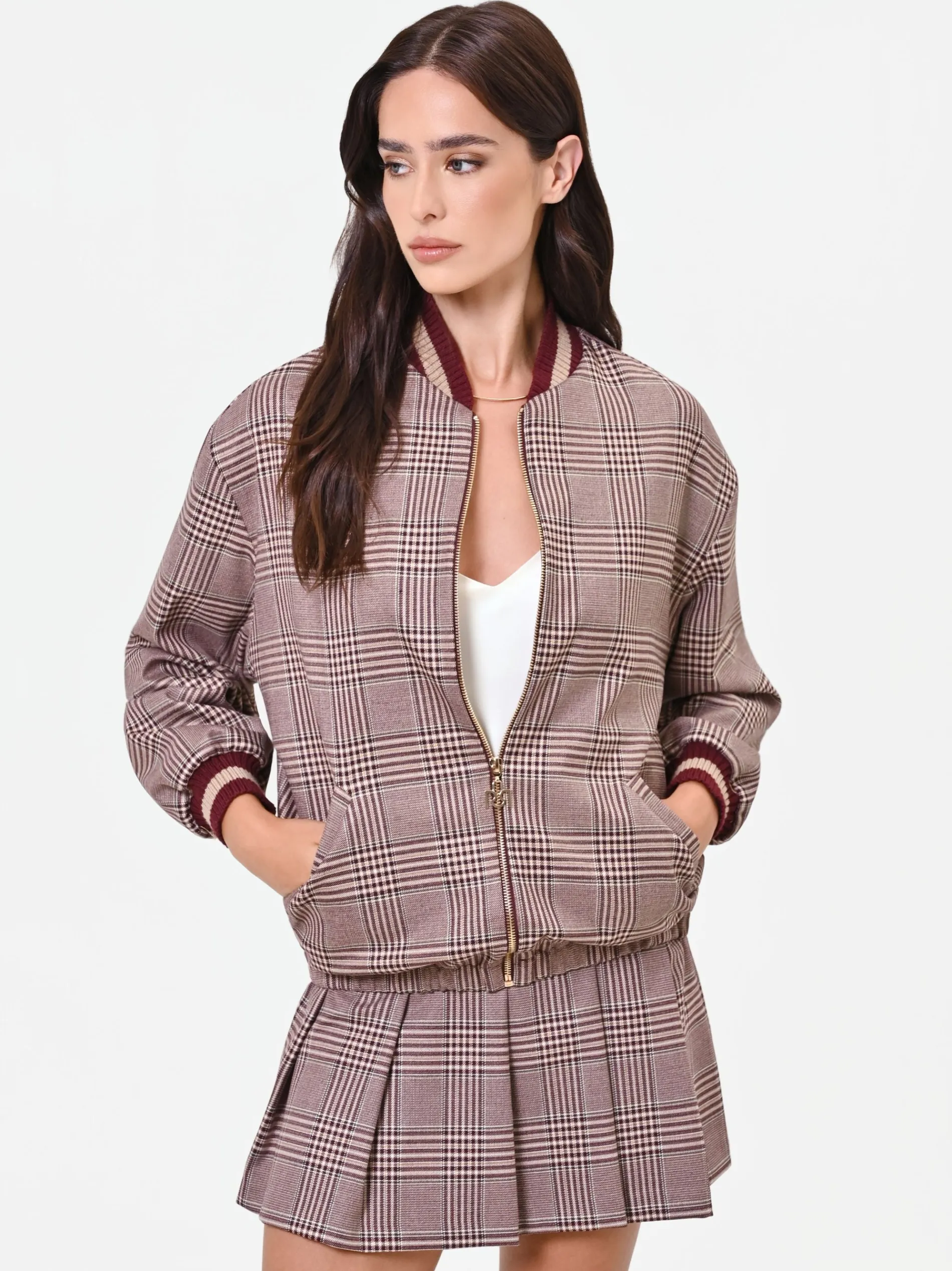 BOMBER FANTASIA CHECK ROSSO BORDEAUX