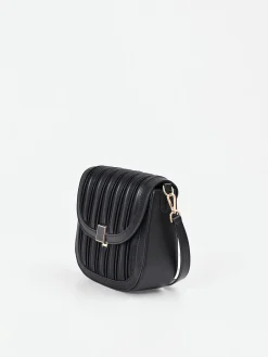 BORSA A TRACOLLA NERA CON LAVORAZIONE PLISSÉ