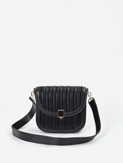BORSA A TRACOLLA NERA CON LAVORAZIONE PLISSÉ