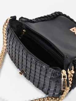 BORSA A TRACOLLA NERA CON LAVORAZIONE INTRECCIATA