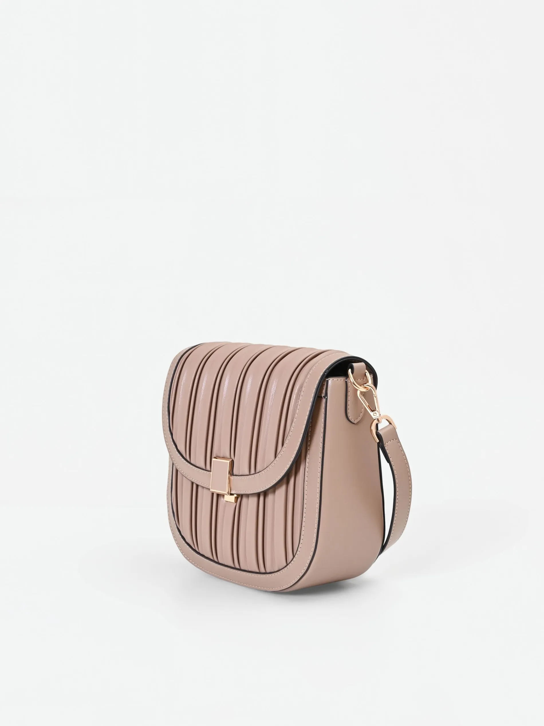 BORSA A TRACOLLA TORTORA BEIGE CON LAVORAZIONE PLISSÉ