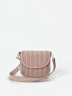 BORSA A TRACOLLA TORTORA BEIGE CON LAVORAZIONE PLISSÉ
