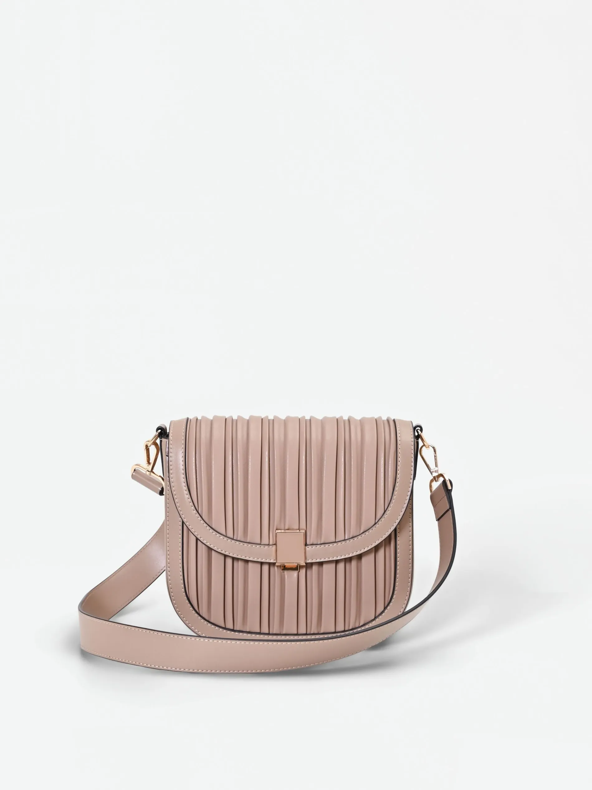 BORSA A TRACOLLA TORTORA BEIGE CON LAVORAZIONE PLISSÉ