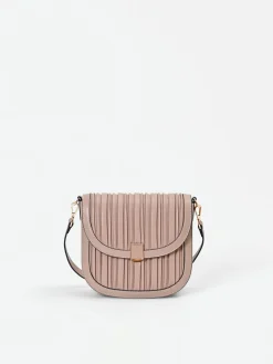 BORSA A TRACOLLA TORTORA BEIGE CON LAVORAZIONE PLISSÉ