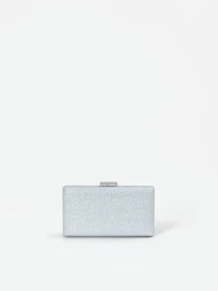 BORSA CLUTCH ARGENTO CON APPLICAZIONE GIOIELLO