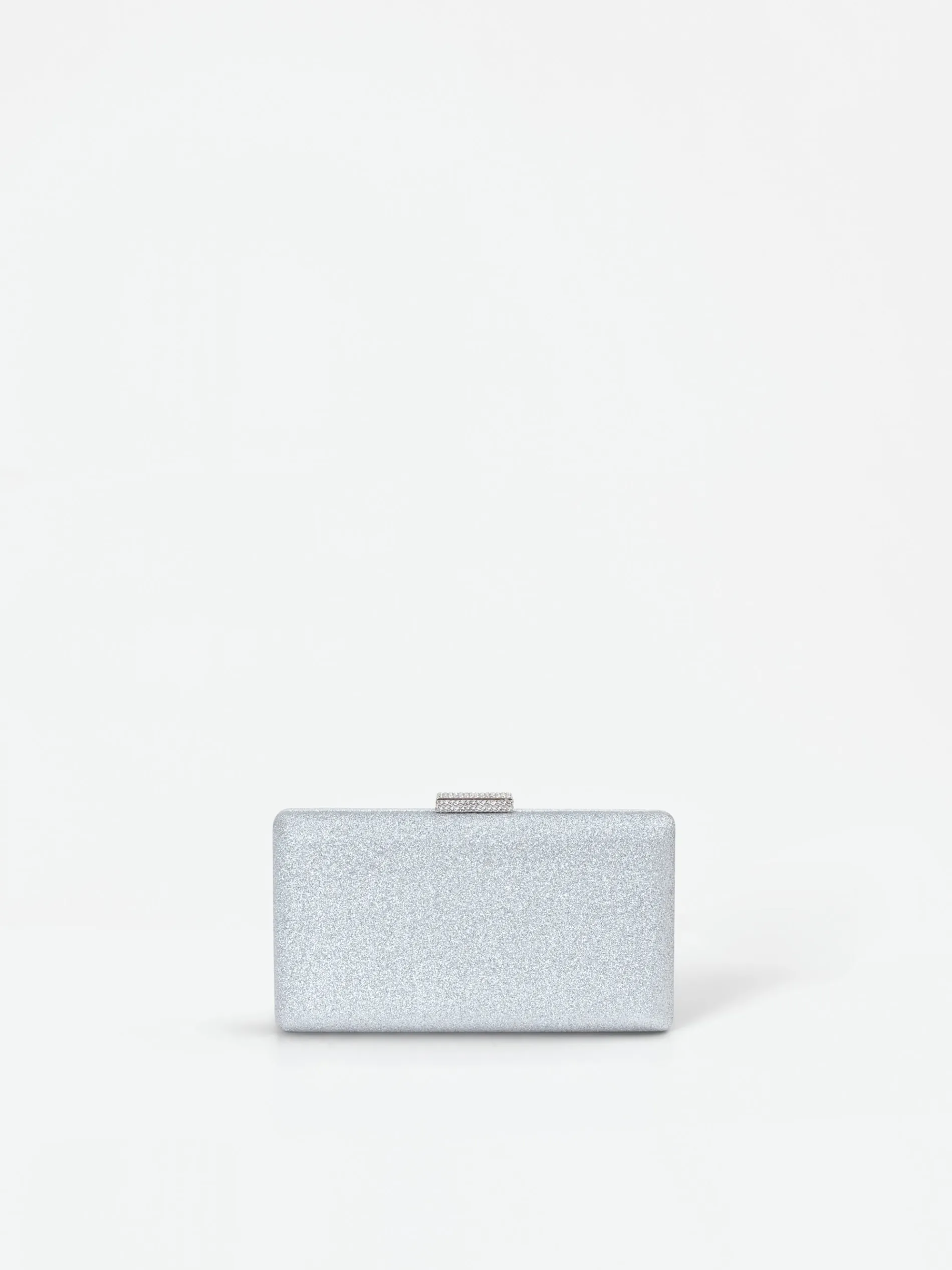BORSA CLUTCH ARGENTO CON APPLICAZIONE GIOIELLO