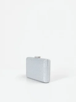 BORSA CLUTCH ARGENTO CON APPLICAZIONE GIOIELLO
