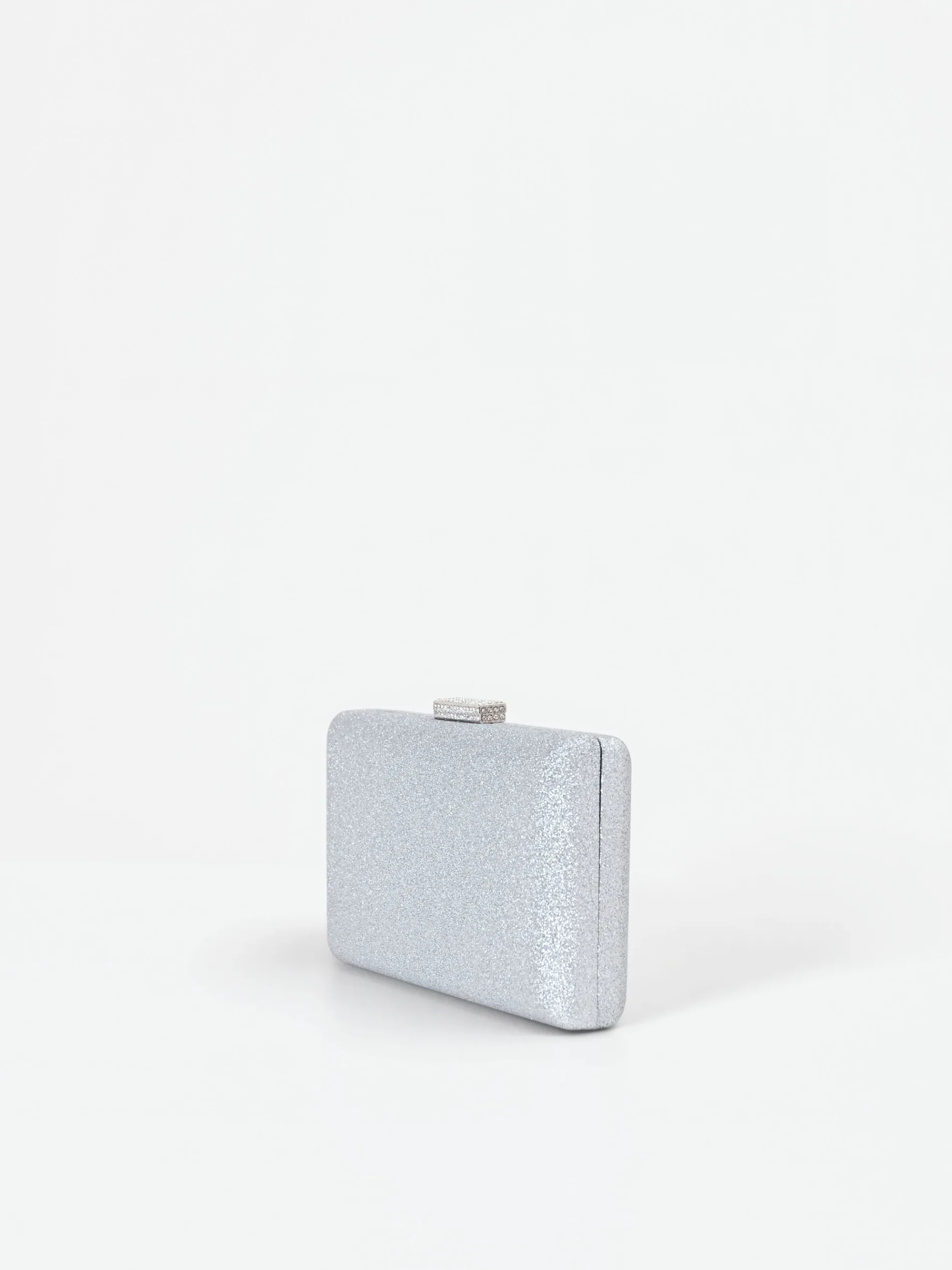 BORSA CLUTCH ARGENTO CON APPLICAZIONE GIOIELLO