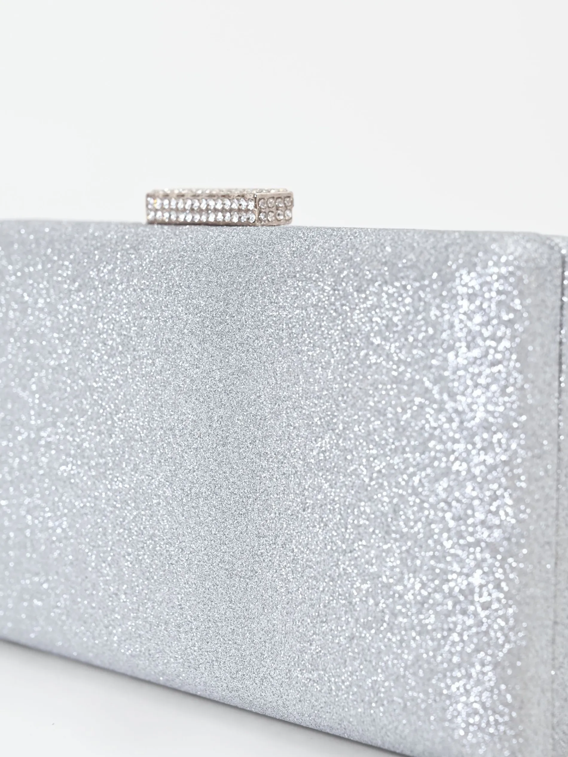 BORSA CLUTCH ARGENTO CON APPLICAZIONE GIOIELLO