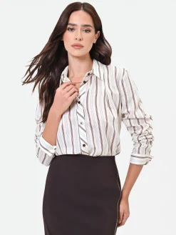 CAMICIA A RIGHE BIANCO PANNA