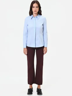 CAMICIA AZZURRA SCIANCRATA IN COTONE