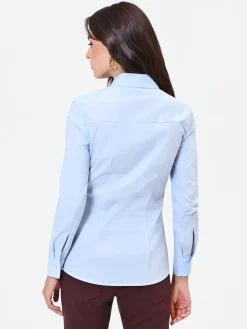 CAMICIA AZZURRA SCIANCRATA IN COTONE