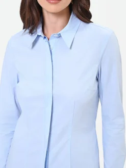 CAMICIA AZZURRA SCIANCRATA IN COTONE