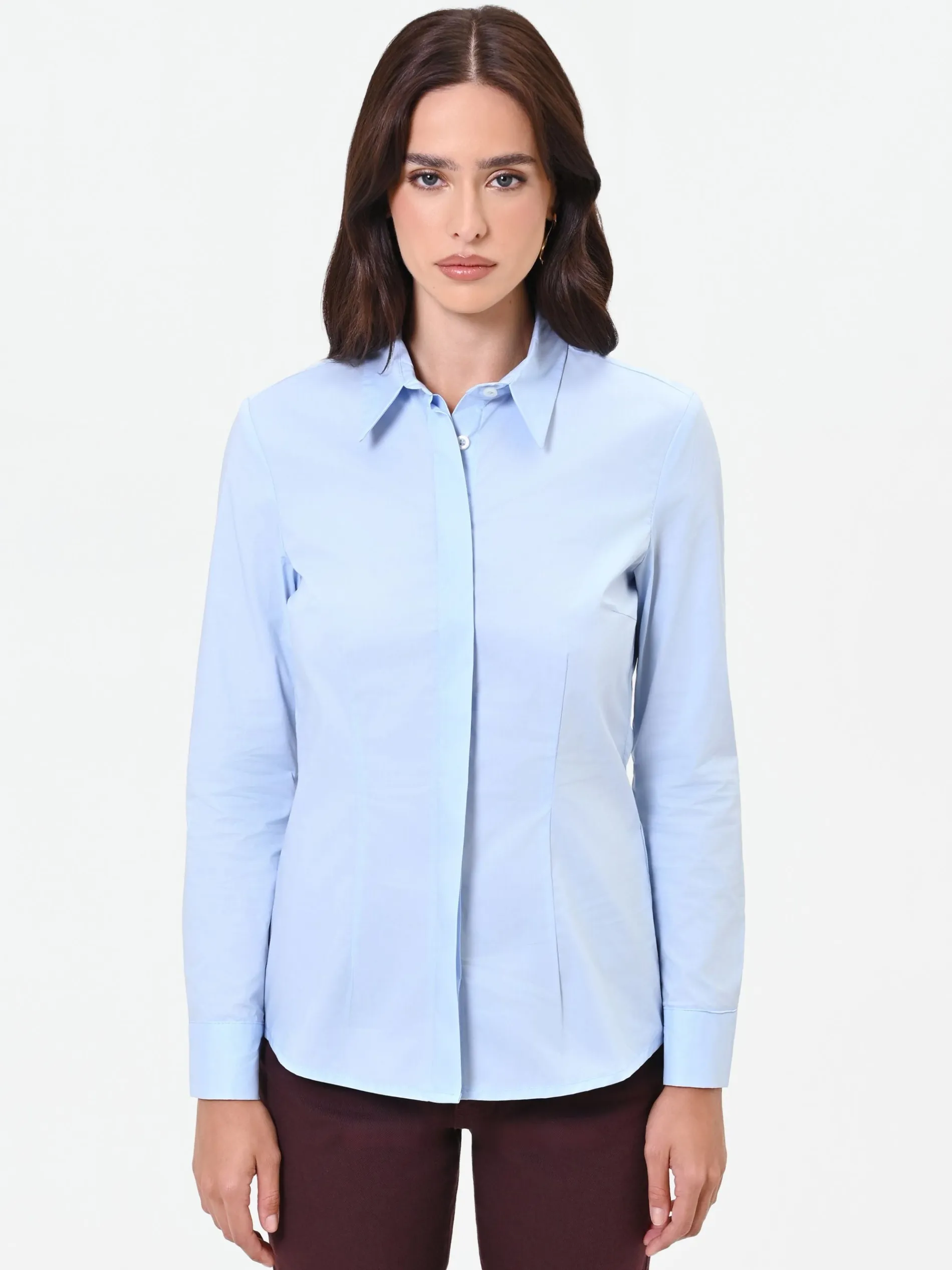 CAMICIA AZZURRA SCIANCRATA IN COTONE
