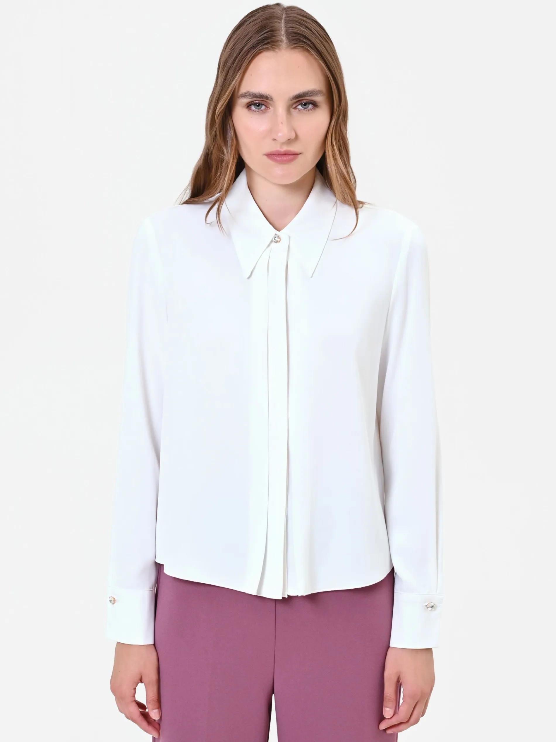 CAMICIA BIANCA CON BOTTONE GIOIELLO