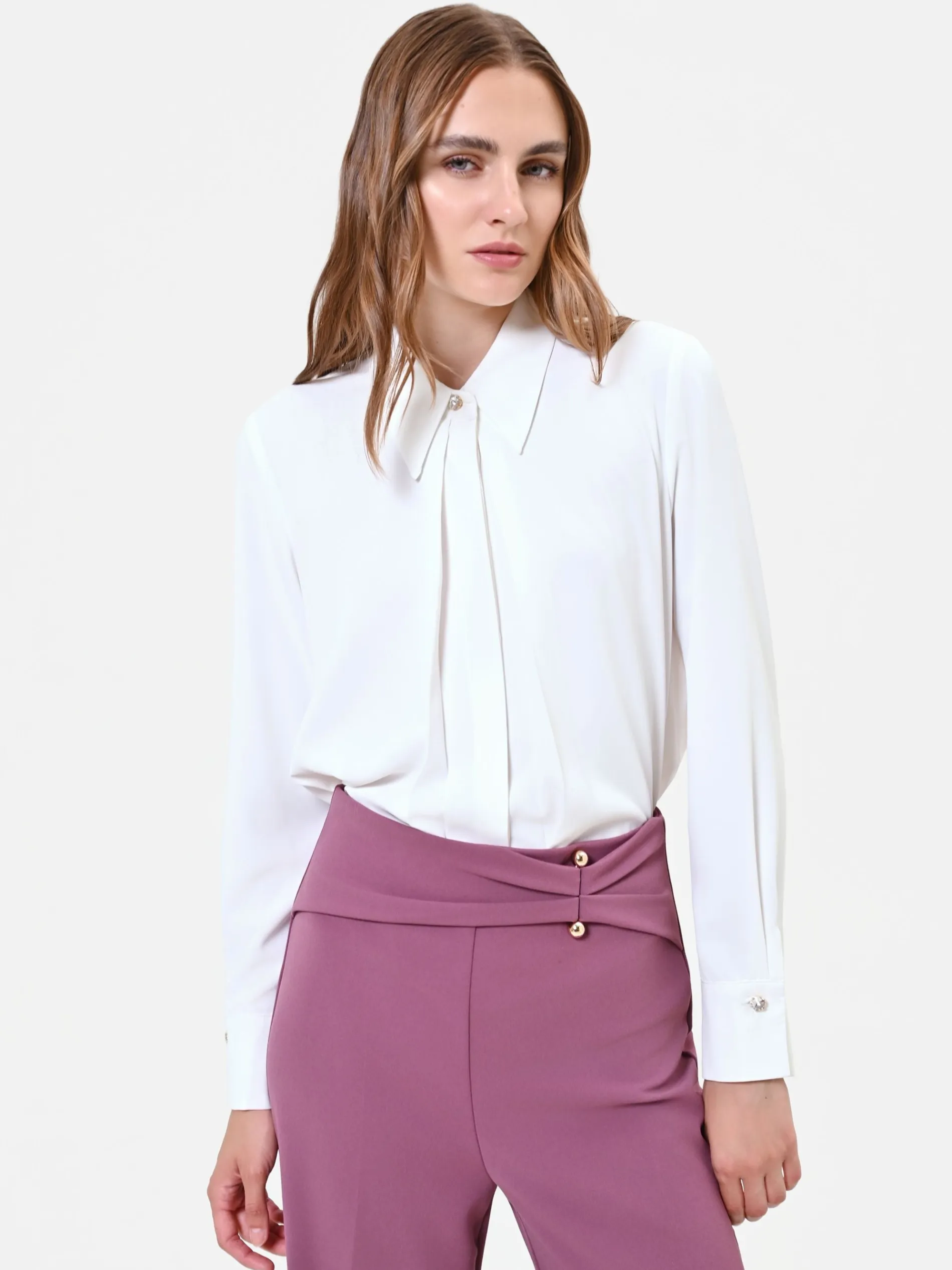 CAMICIA BIANCA CON BOTTONE GIOIELLO