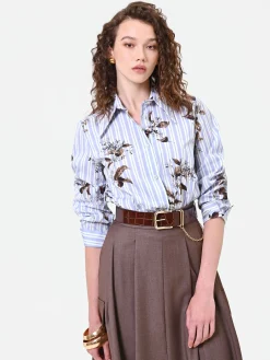 CAMICIA CROPPED A RIGHE E FIORI