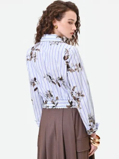 CAMICIA CROPPED A RIGHE E FIORI