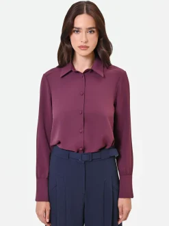CAMICIA IN RASO BORDEAUX ROSSO