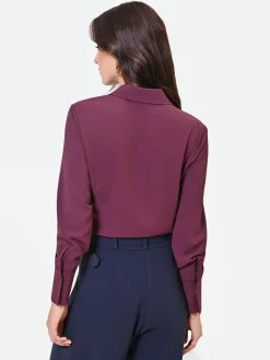 CAMICIA IN RASO BORDEAUX ROSSO
