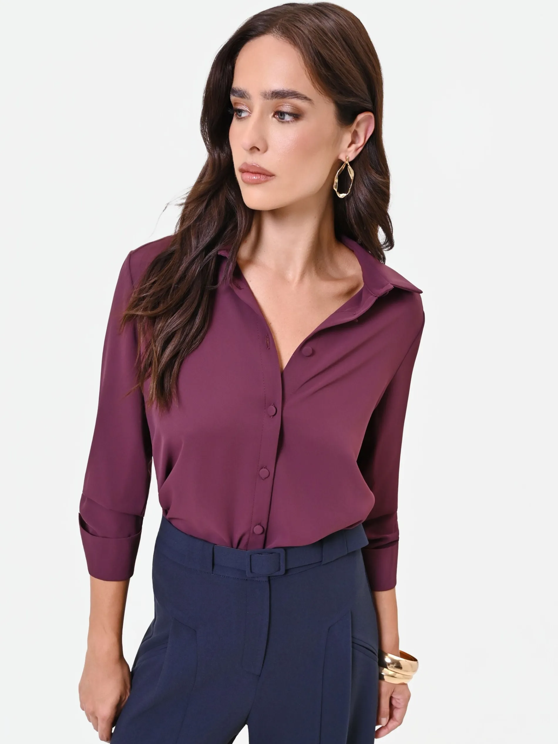 CAMICIA IN RASO BORDEAUX ROSSO