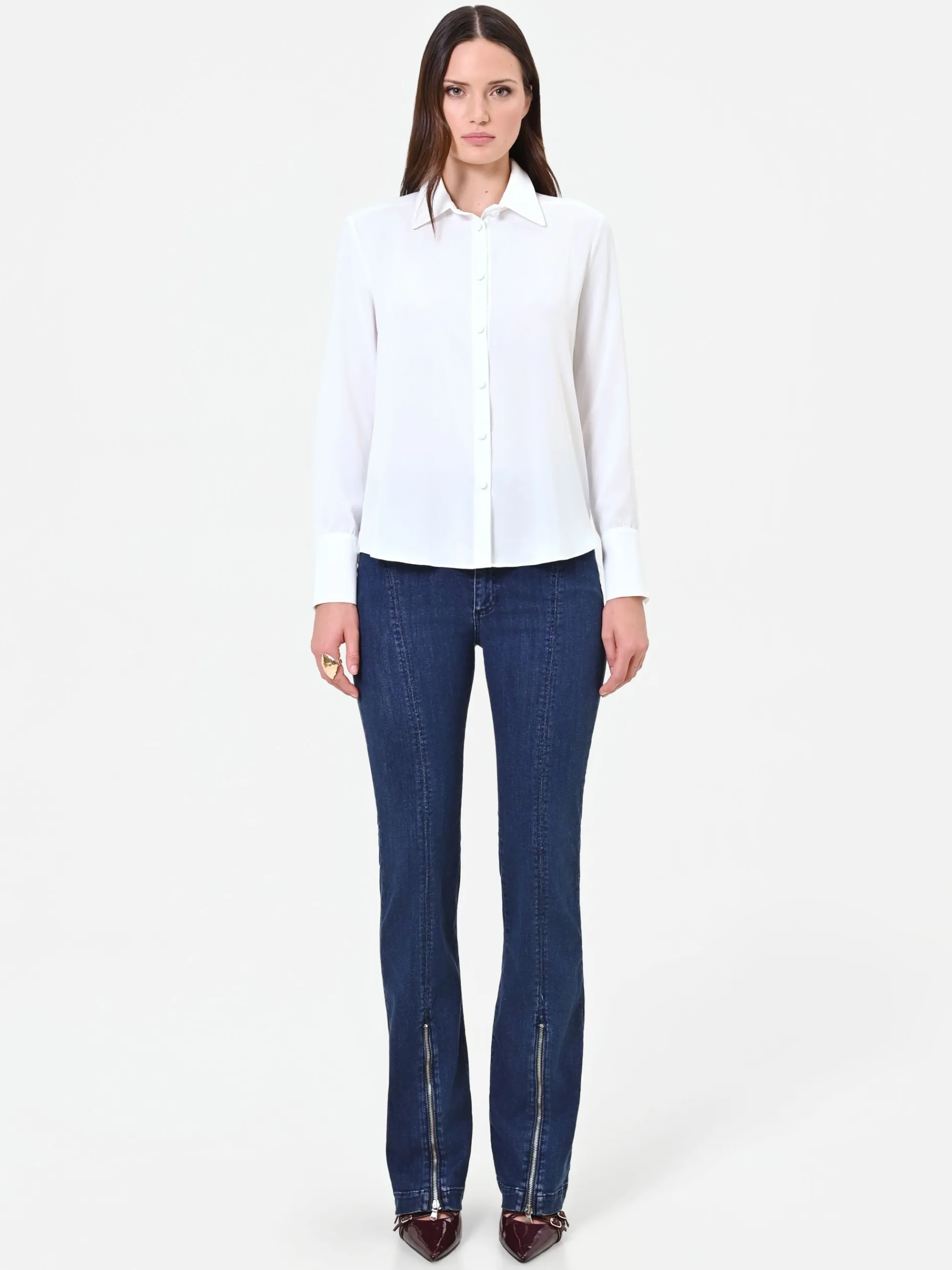 CAMICIA IN RASO PANNA BIANCO