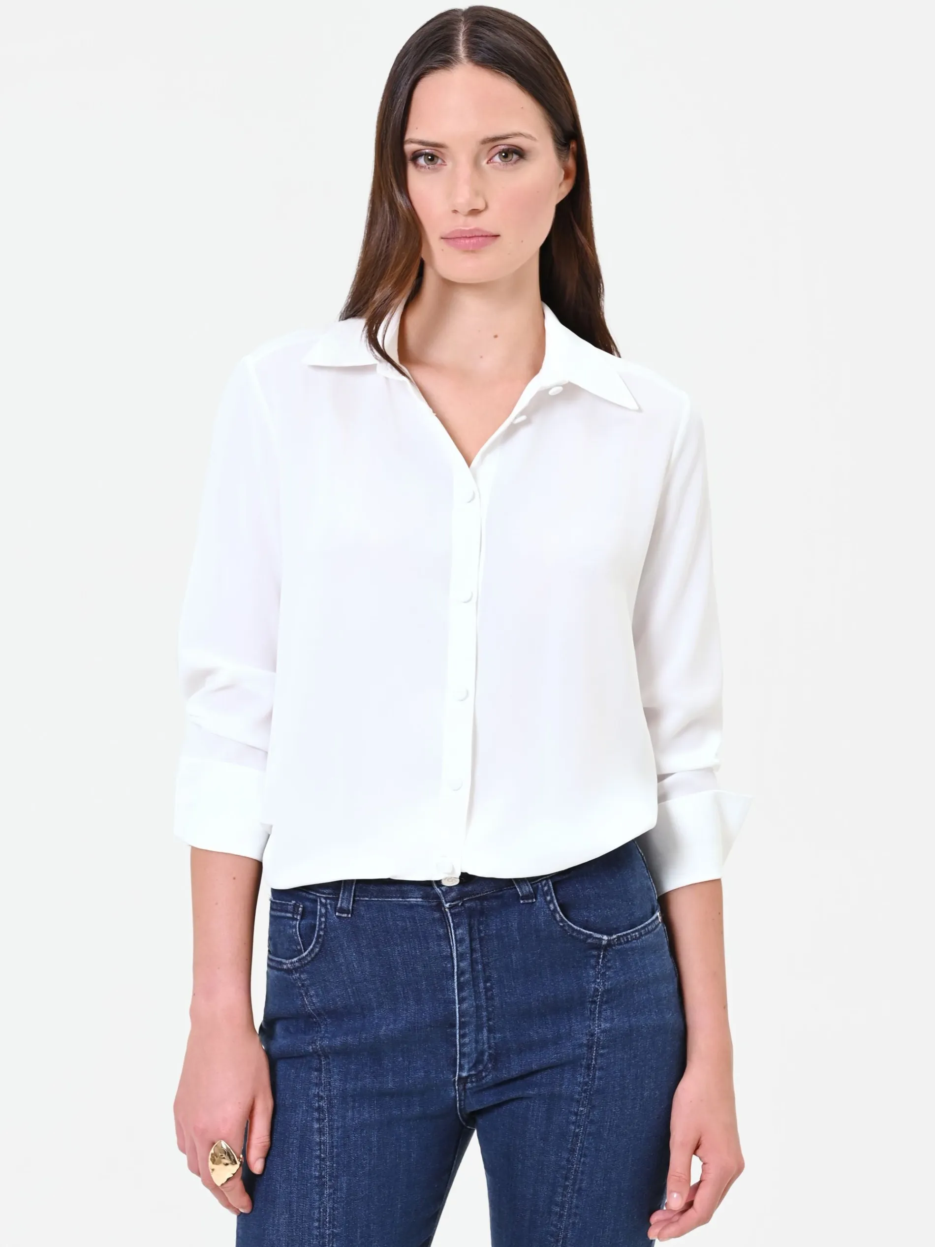CAMICIA IN RASO PANNA BIANCO