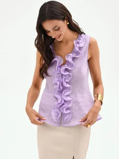 CAMICIA LILLA VIOLA CON VOLANT