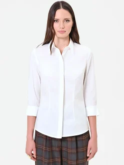 CAMICIA PANNA BIANCO CON POLSINO RISVOLTATO