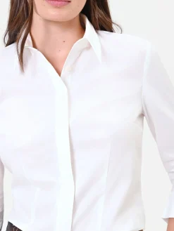 CAMICIA PANNA BIANCO CON POLSINO RISVOLTATO