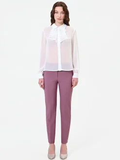CAMICIA PANNA BIANCO IN GEORGETTE CON RUCHES