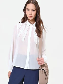 CAMICIA PANNA CON RUCHES VERTICALI