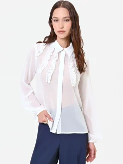 CAMICIA PANNA CON RUCHES VERTICALI