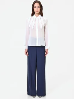 CAMICIA PANNA CON RUCHES VERTICALI