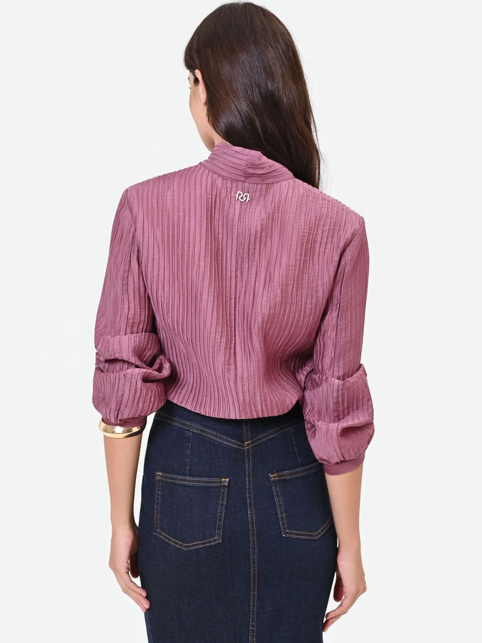 CAMICIA ROSA ANTICO PLISSÉ CON FIOCCO