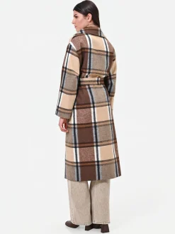 CAPPOTTO A VESTAGLIA FANTASIA QUADRI TESTA DI MORO