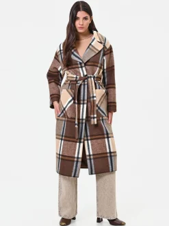 CAPPOTTO A VESTAGLIA FANTASIA QUADRI TESTA DI MORO