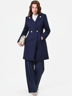 CAPPOTTO BLU NAVY DOPPIOPETTO CON BOTTONI DECORATI