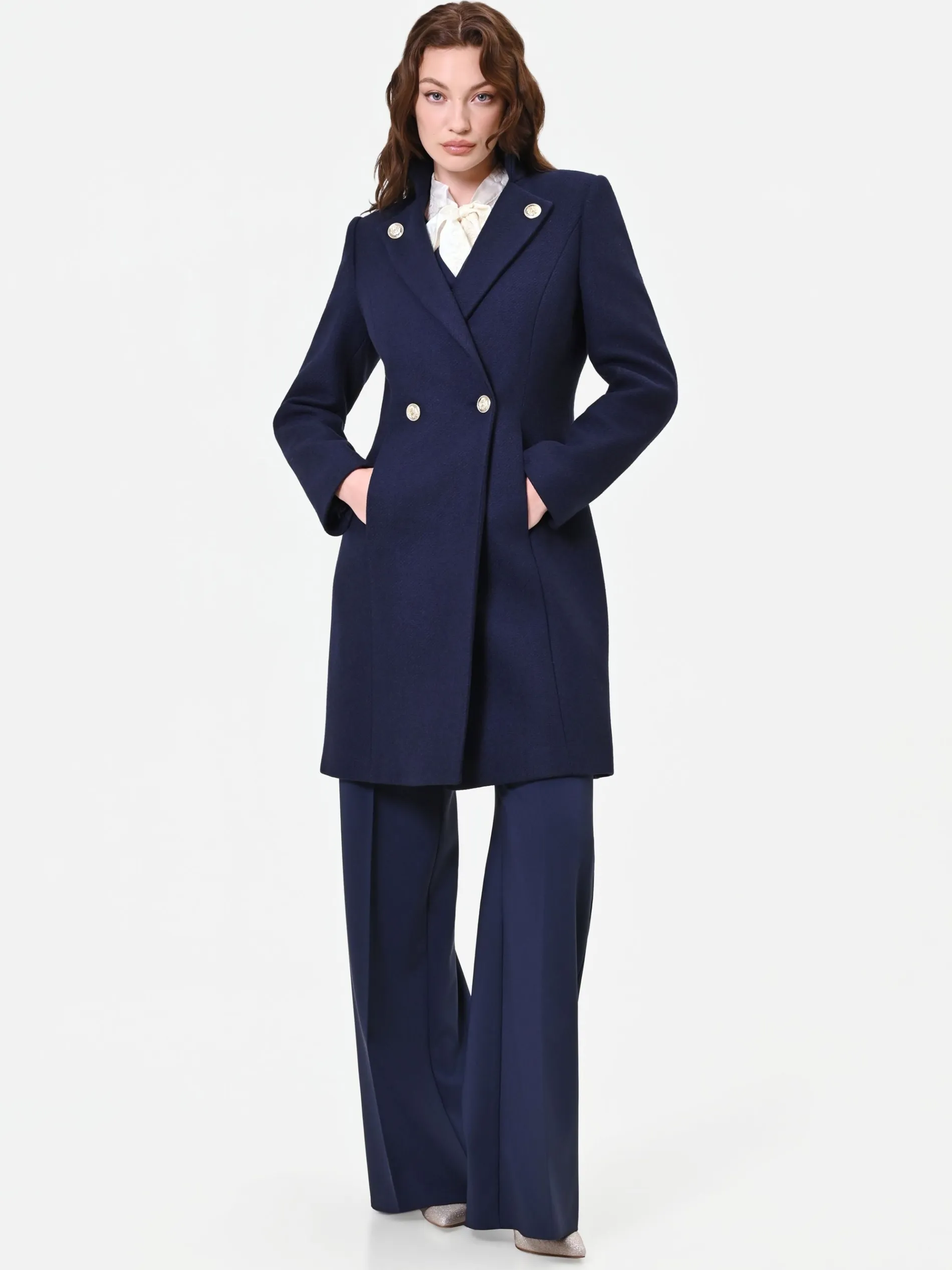 CAPPOTTO BLU NAVY DOPPIOPETTO CON BOTTONI DECORATI