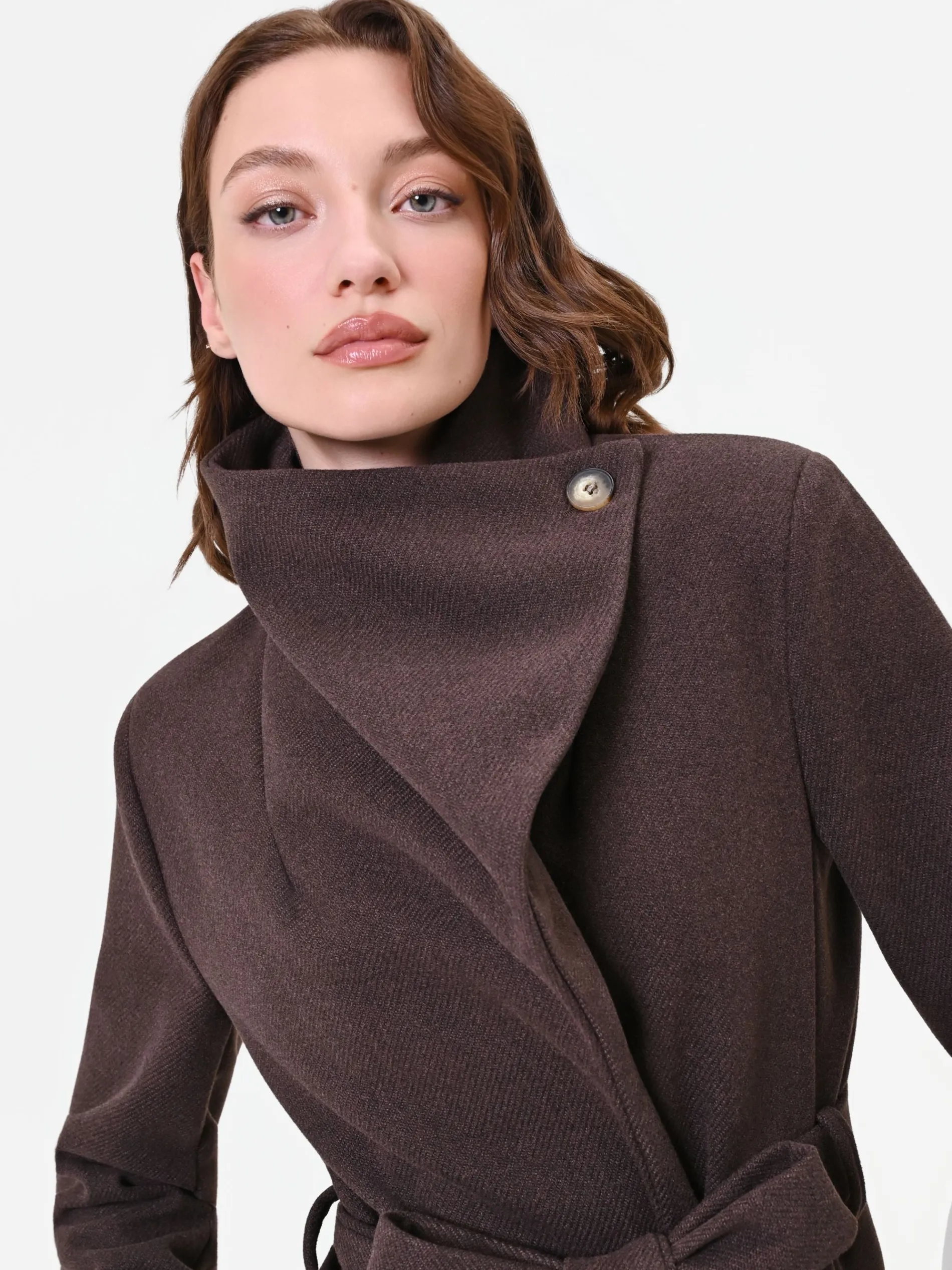 CAPPOTTO LUNGO MARRONE MORO A PORTAFOGLIO
