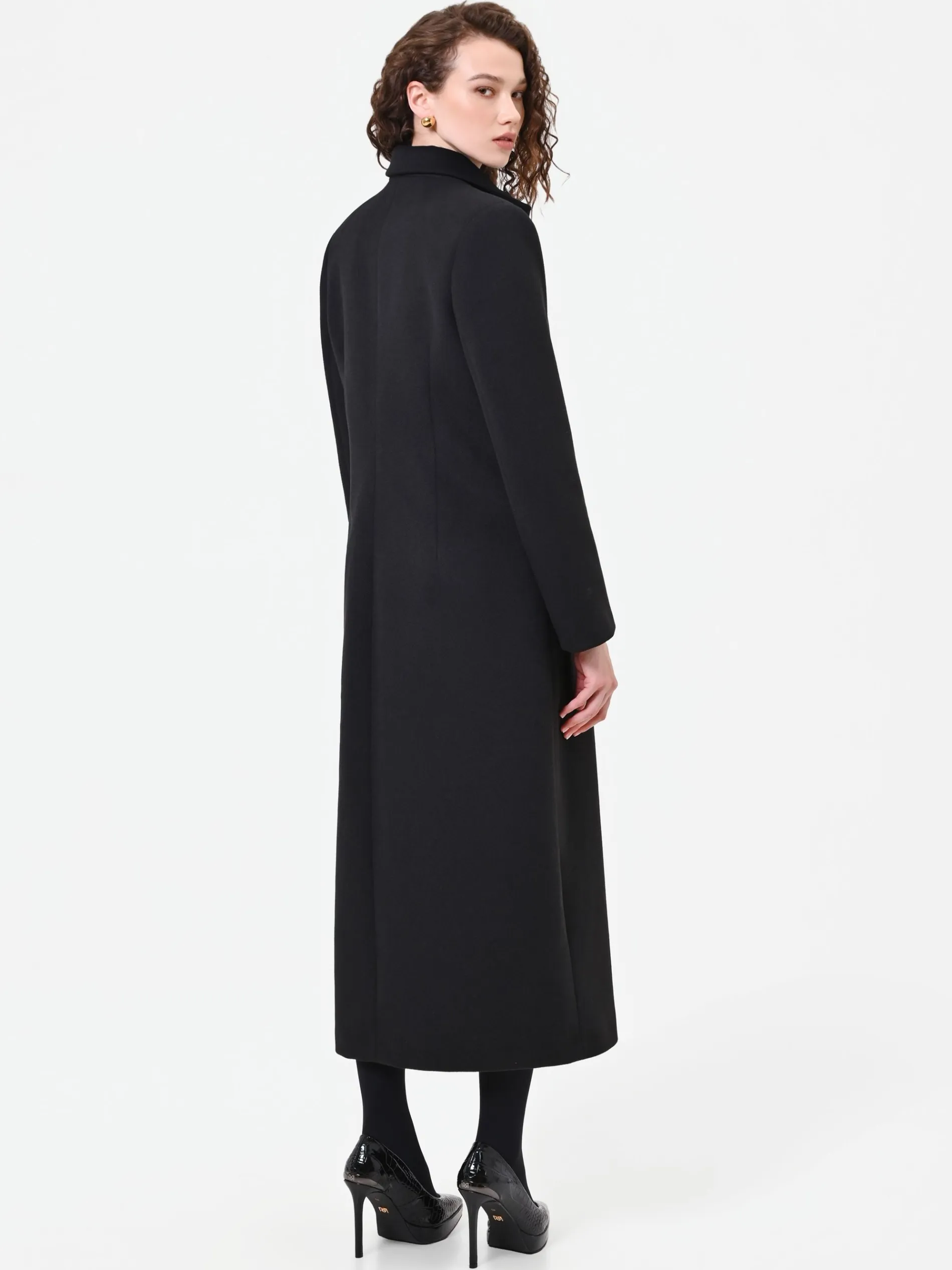 CAPPOTTO LUNGO NERO CON INSERTO EFFETTO PELLICCIA
