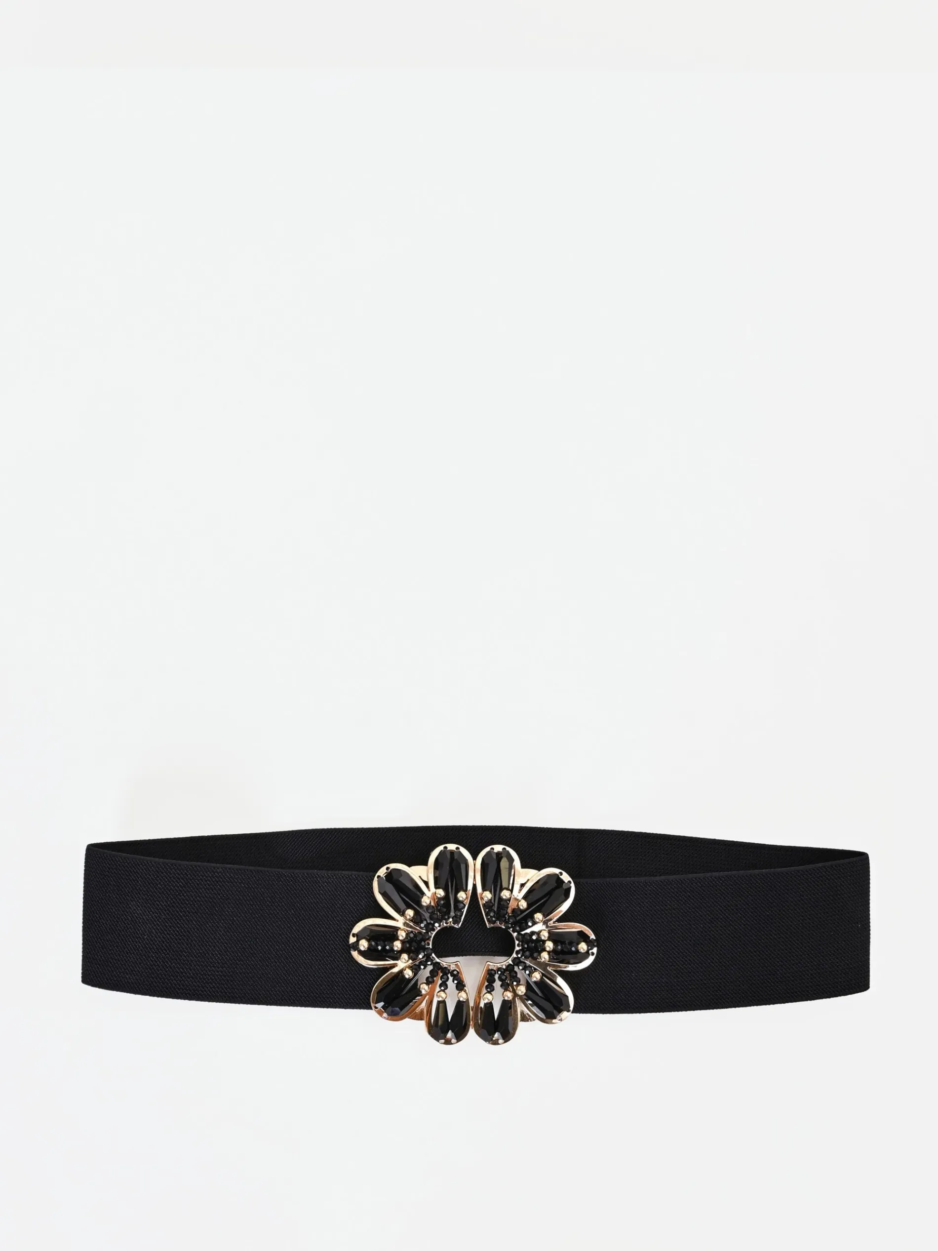CINTURA A FASCIA NERA CON FIBBIA GIOIELLO